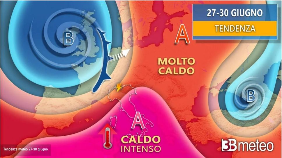La tendenza per il fine settimana secondo 3bMeteo La tendenza per il fine settimana secondo 3bMeteo