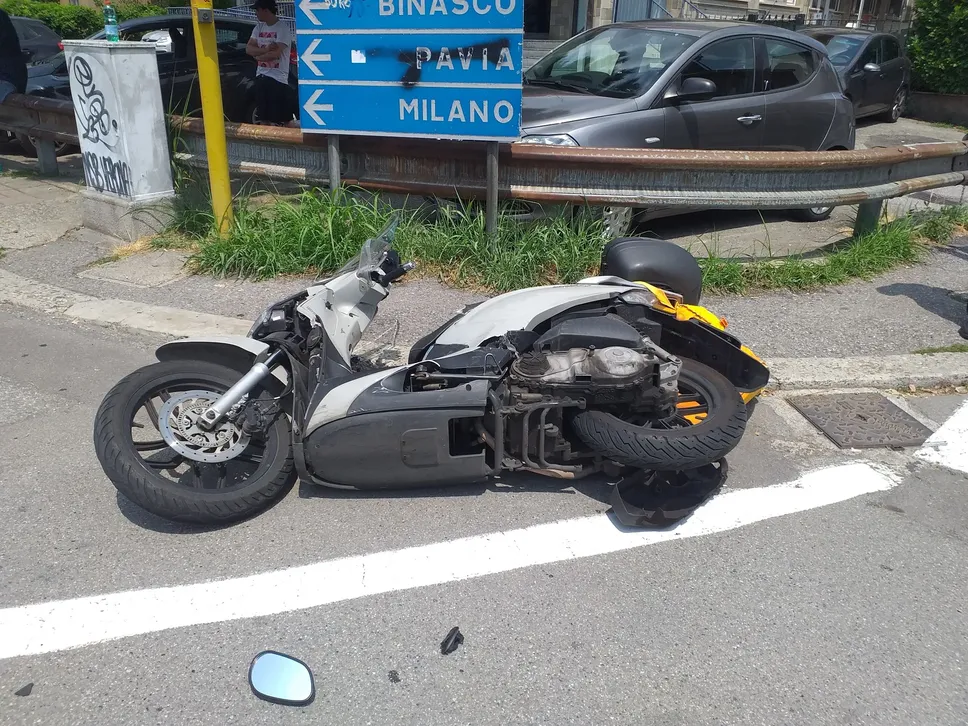 Lo scooter coinvolto nell’incidente (Cornalba)