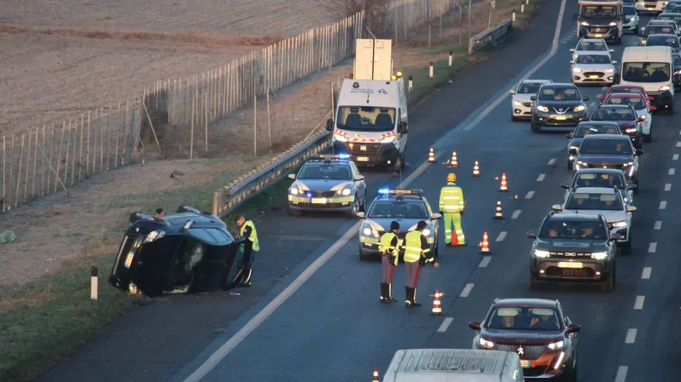 La scena dell’incidente in autostrada di stamattina (Agosti) La scena dell’incidente in autostrada di stamattina (Agosti)