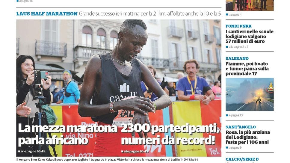 La prima pagina del «Cittadino» di lunedì 27 ottobre