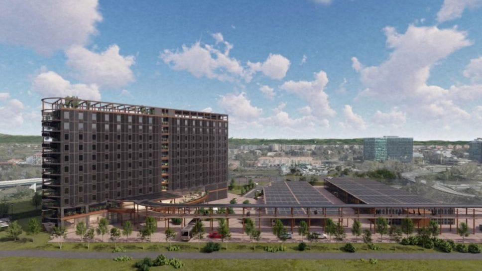 Il rendering dell’hotel di San Donato Il rendering dell’hotel di San Donato