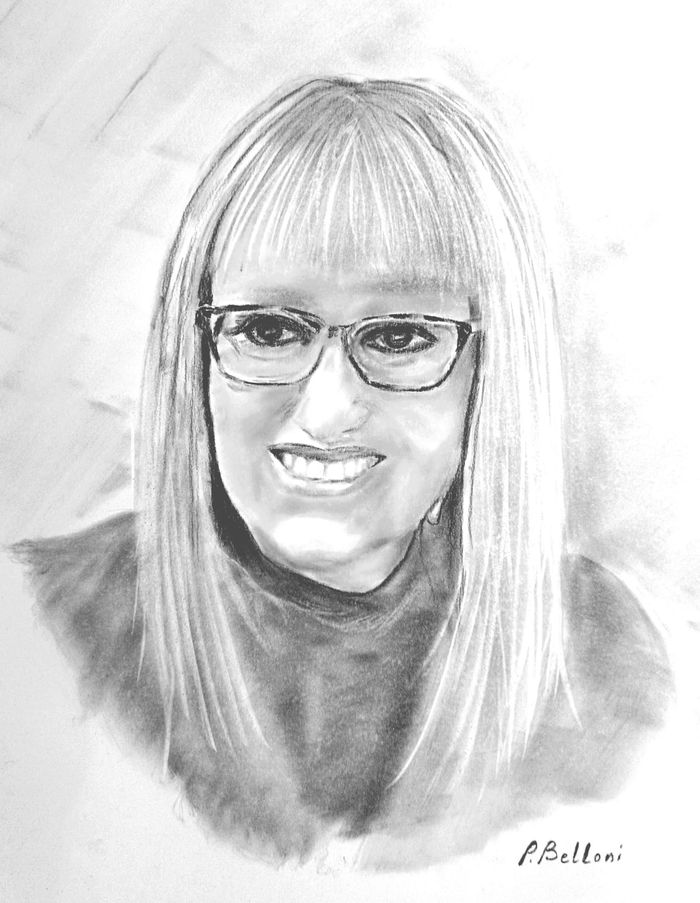Un ritratto di Sabrina Baldini realizzato dal pittore Pietro Belloni