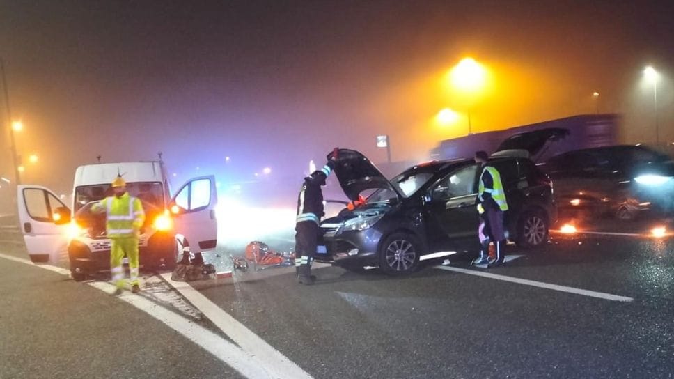 Nella foto l’incidente in A1 a San Zenone