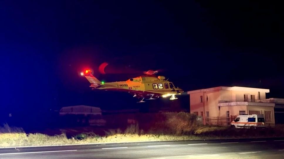 L’elisoccorso atterrato di notte sulla Mantovana