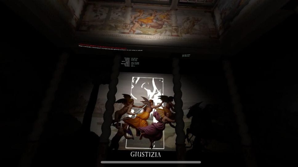 La sala degli emblemi con la realtà virtuale (Canali)