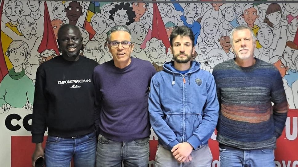 Gli esponenti della Cgil alla conferenza stampa sulla vertenza sulla logistica