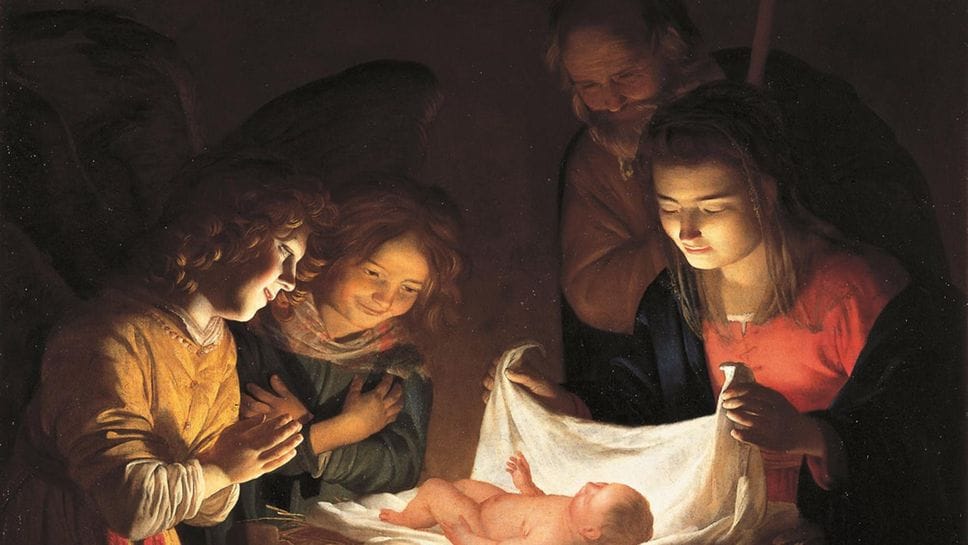 Gerrit van Honthorst, Adorazione del Bambino (1619-1620 circa; olio su tela; Firenze, Galleria degli Uffizi)