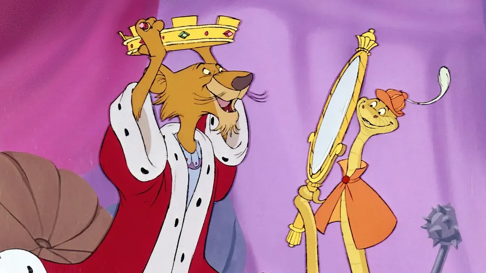 Re Giovanni e Sir Biss in una scena dal film Disney “Robin Hood” (Immagine con licenza editoriale Alamy) Re Giovanni e Sir Biss in una scena dal film Disney “Robin Hood” (Immagine con licenza editoriale Alamy)