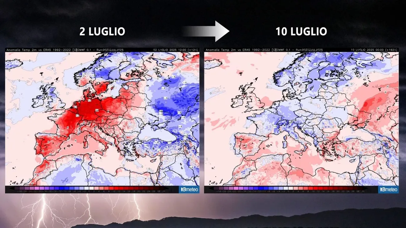 La situazione oggi 2 luglio e la previsione per giovedì 10