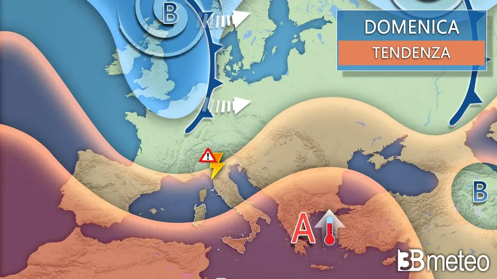 Lo scenario di domenica 6 luglio secondo 3Bmeteo