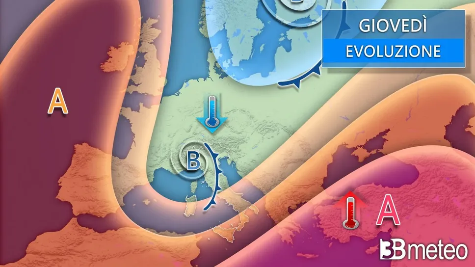 Lo scenario di giovedì 21 agosto secondo 3Bmeteo.com