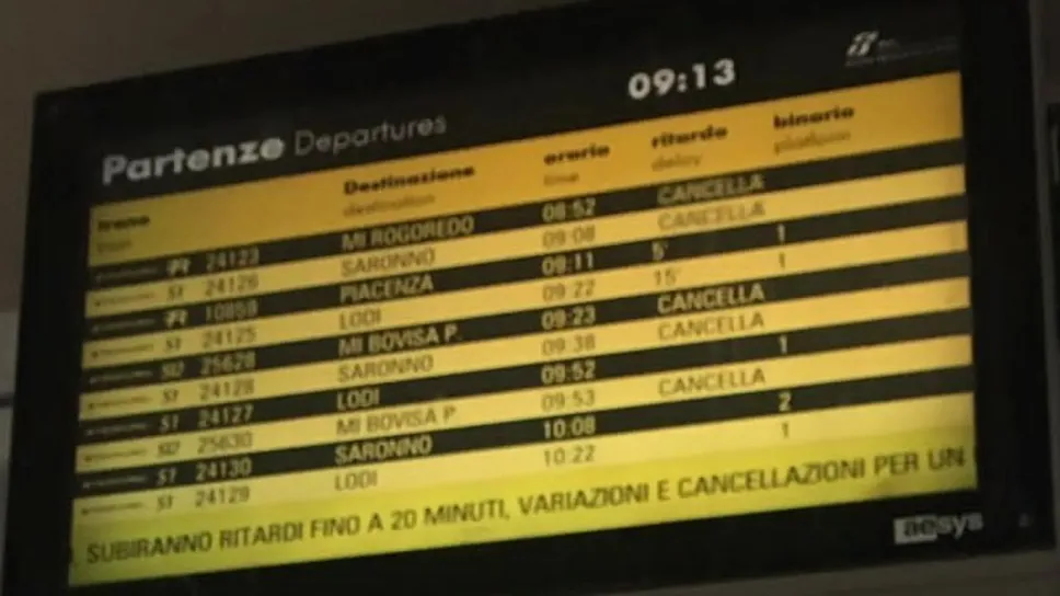 Il tabellone di Melegnano questa mattina