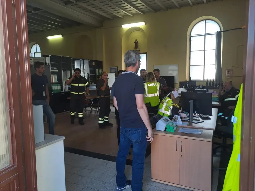 La sala operativa della protezione civile in Palazzo Patigno