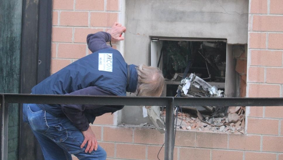 Il bancomat fatto esplodere a Pieve Fissiraga