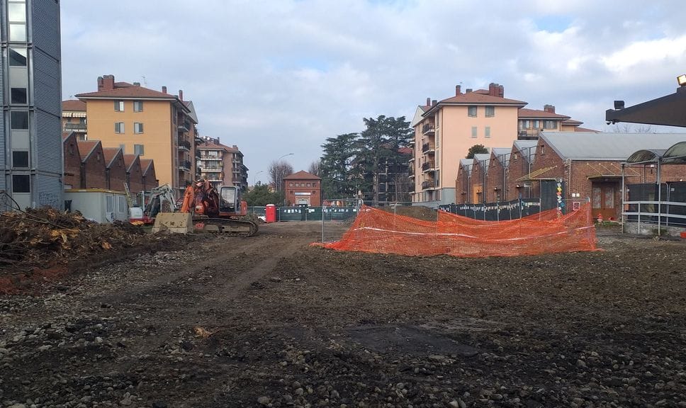 Il cantiere in piazzale delle Associazioni