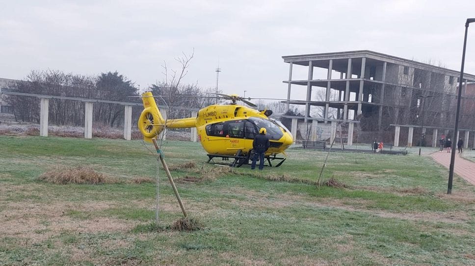 L’elisoccorso atterrato a Casale