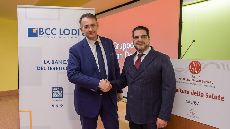 Da sinistra Fabrizio Periti, direttore di Bcc Lodi, e Massimiliano Mambro del Gruppo San Donato