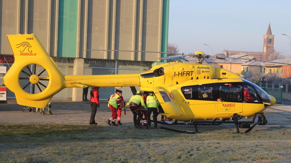 L’intervento dell’elisoccorso a Secugnago