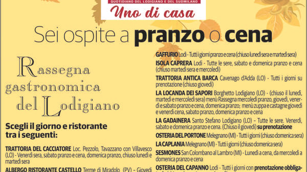 Caro abbonato a “il Cittadino” sei ospite a pranzo o cena