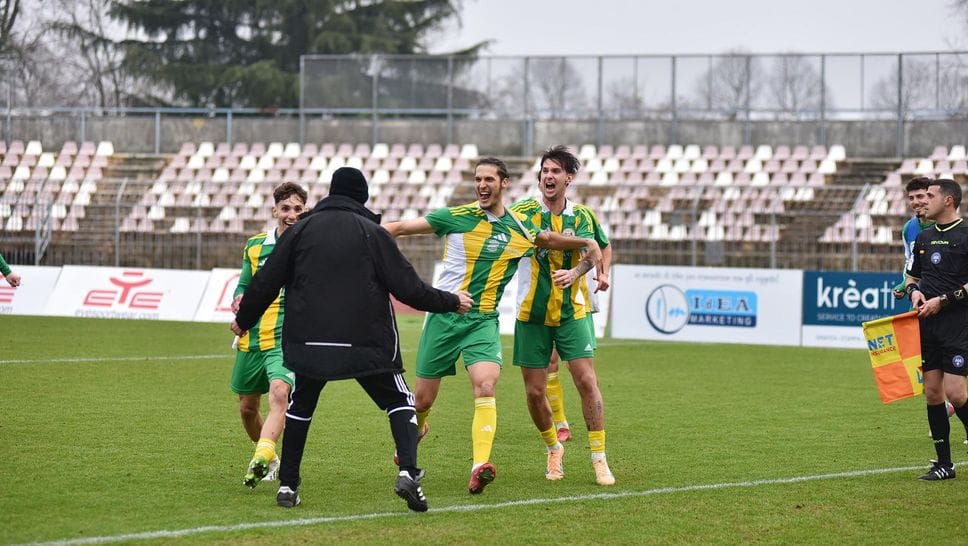 Busatto esultante a Piacenza