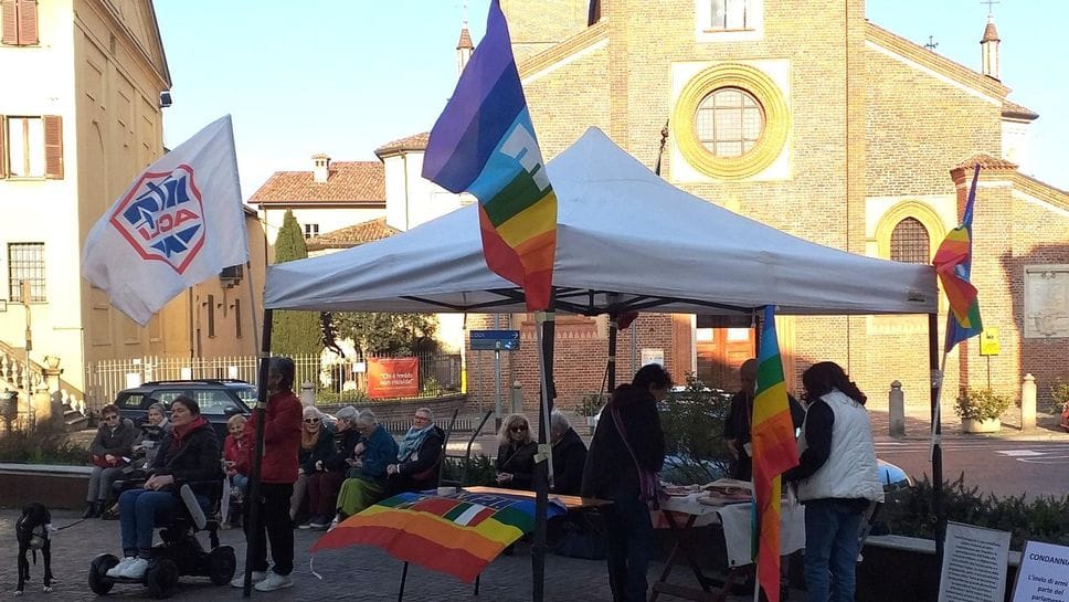 Il presidio in piazza Risorgimento