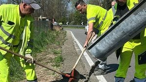 I lavori lungo il tratto di provinciale (Cuti)