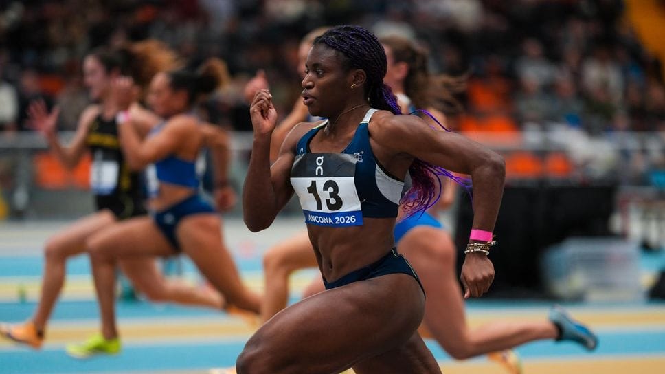 Kelly Ann Doualla in azione sui 60m piani (foto Grana/FIDAL)