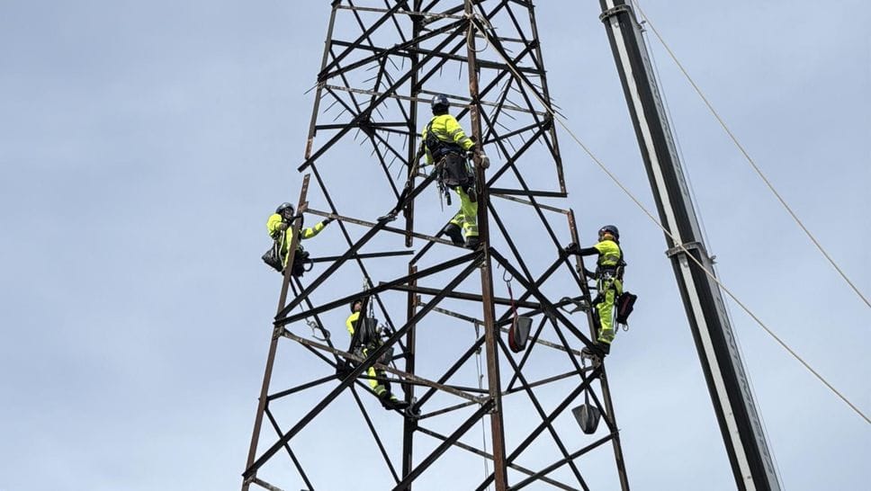 Lodi, arrampicati a 25 metri di altezza per smantellare gli enormi tralicci