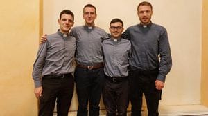 Da sinistra don Matteo Vailati Facchini, don Marco Cremascoli, don Marco Dellanoce e don Ettore Fumagalli