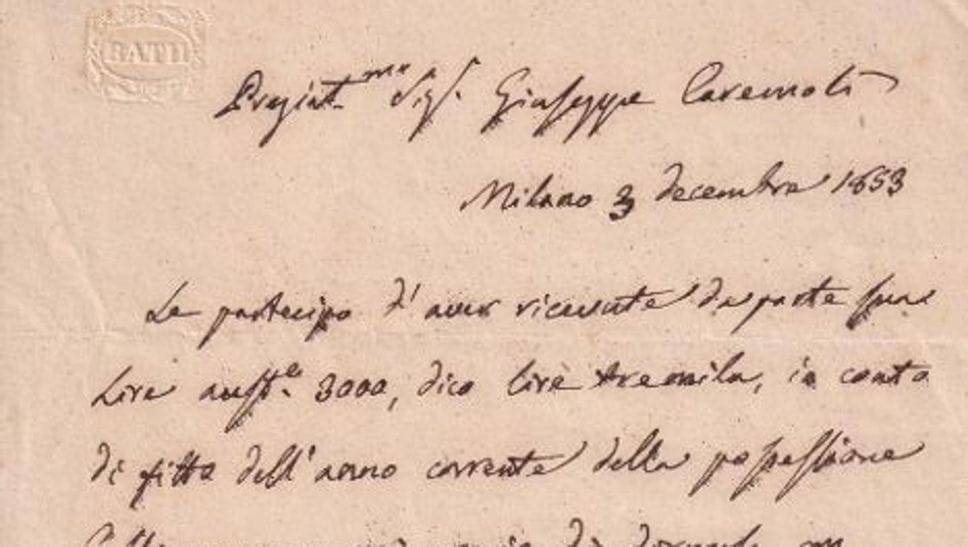 Ritrovato uno scritto autografo di Alessandro Manzoni su alcune proprietà a Mulazzano
