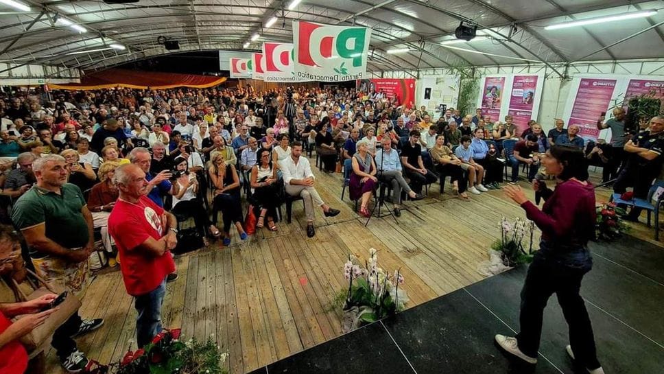 Stefano Bonaccini e Mario Calabresi alla festa dell’Unità