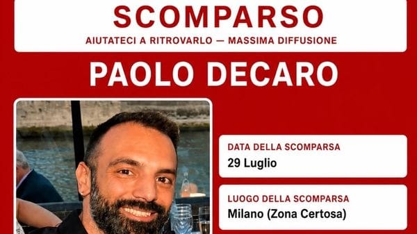 Da Mediglia a Milano, si cerca il 38enne Paolo Decaro