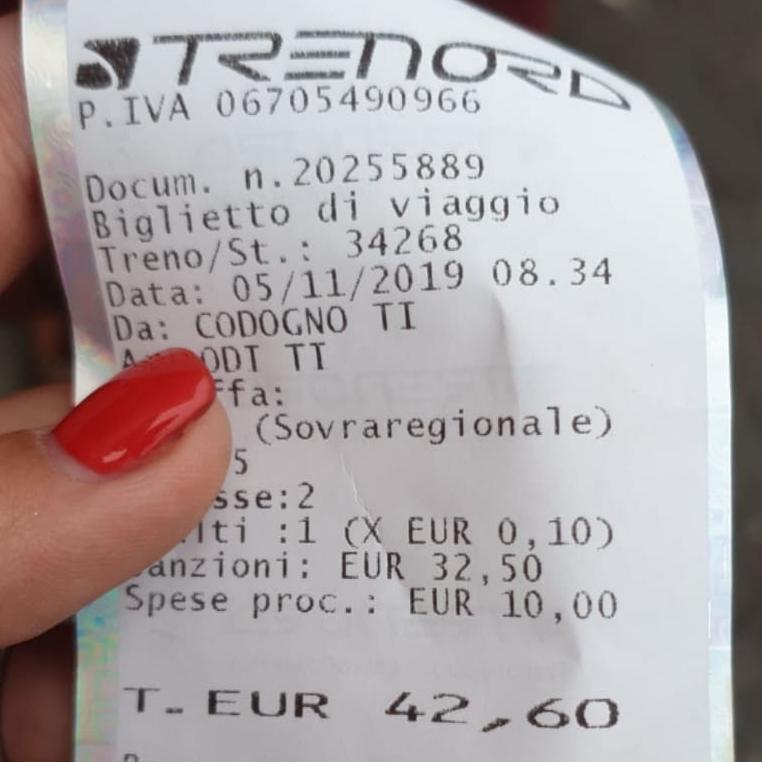 multa su misura per il biglietto non timbrato tutto regolare