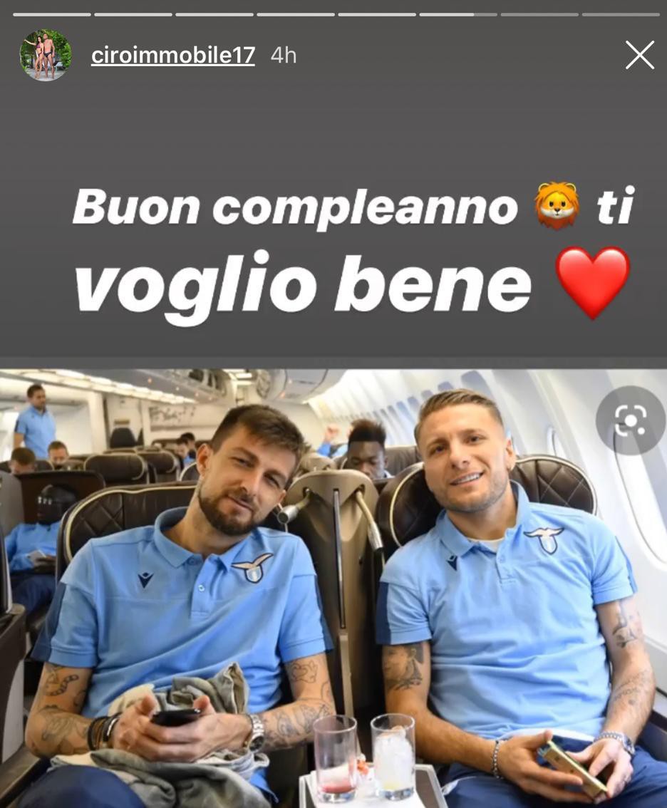 Gli auguri di Immobile ad Acerbi su Instagram