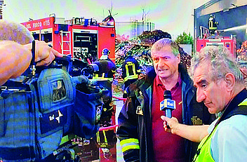 Massimo Stucchi intervistato dalla Rai durante un intervento Massimo Stucchi intervistato dalla Rai durante un intervento
