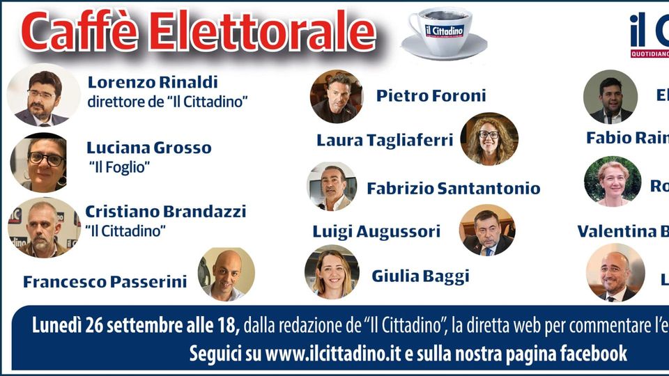 Oggi alle 18 il Caffè Elettorale del «Cittadino» - LA DIRETTA Oggi alle 18 il Caffè Elettorale del «Cittadino» - LA DIRETTA